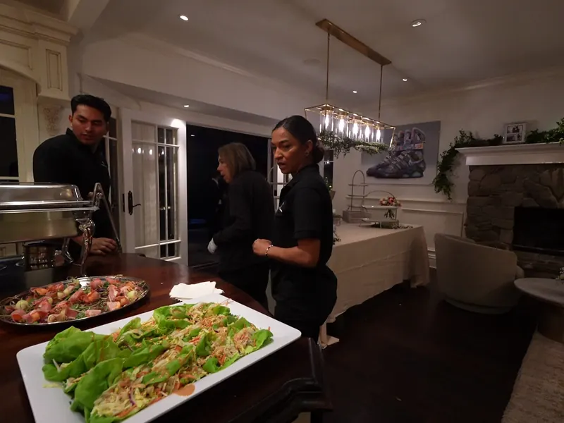 Fresh appetizer platter finished in the kitchen before an East Palo Alto event