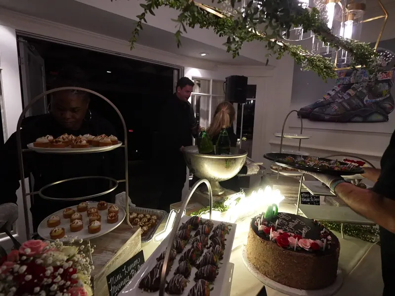 Tiered dessert display on a buffet at an East Palo Alto celebration