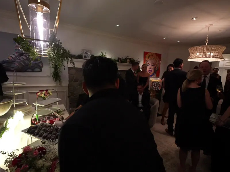 Guests mingling during an evening reception catered in Menlo Park