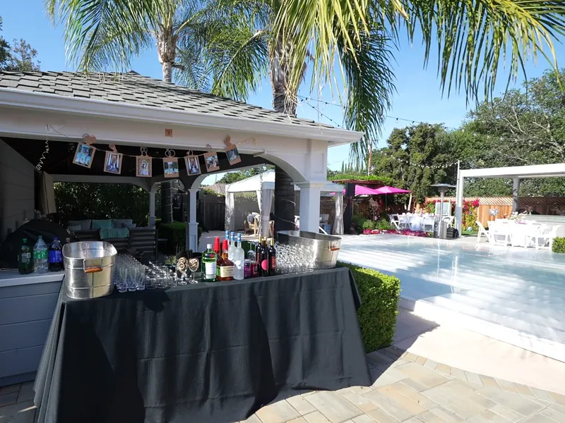 Poolside bar station set for a Mountain View summer party
